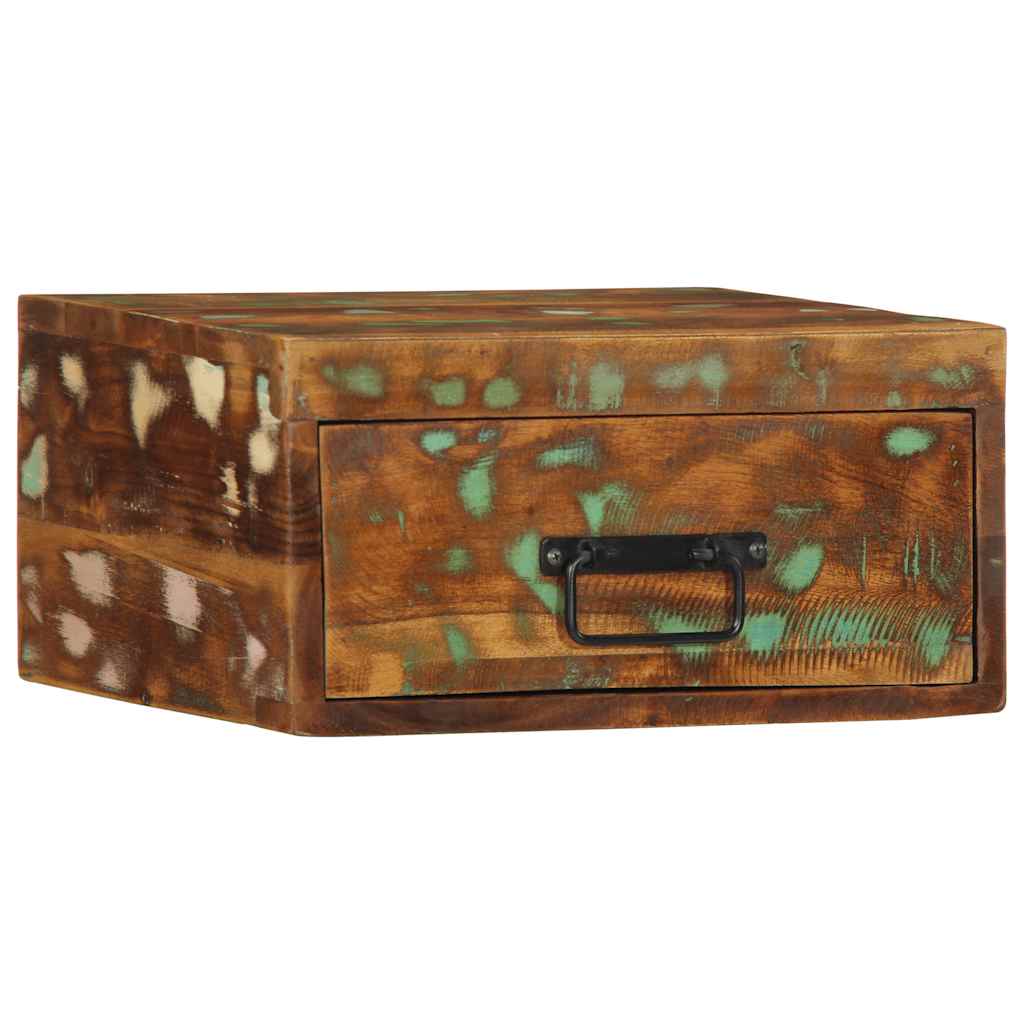 Noptieră montată pe perete, lemn masiv reciclat