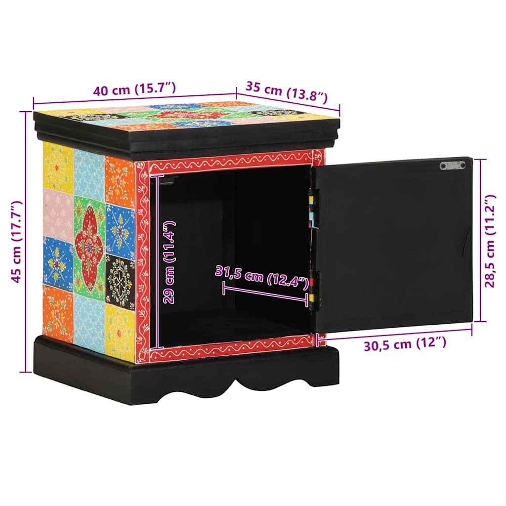 Noptiera multicolor 40x35x45 cm lemn masiv de mango