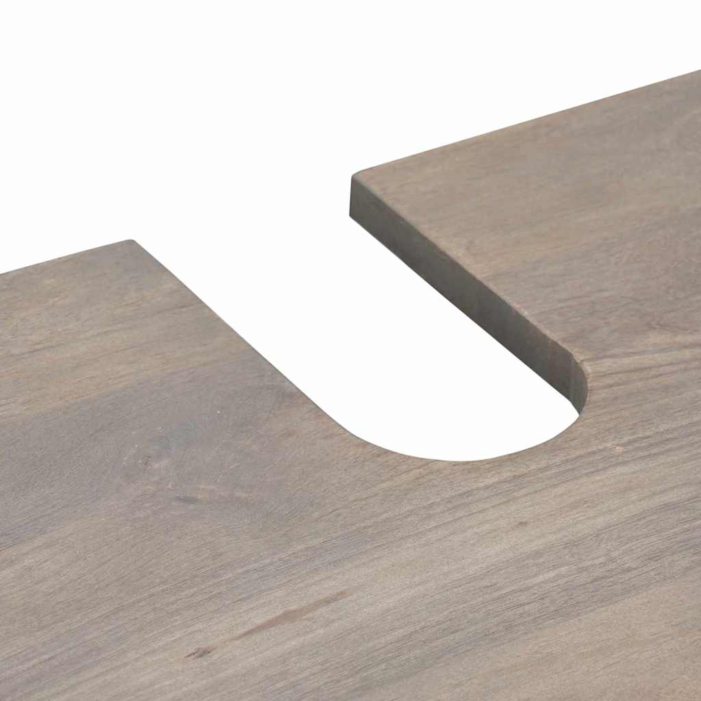 Set dulap baie cu sertar cu ușă 3 pcs Gri Lemn de mango solid