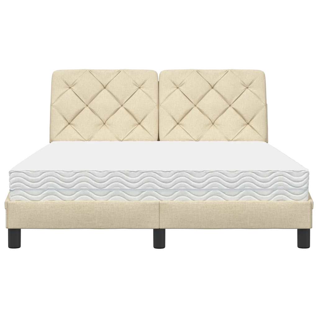 Pat cu saltea, crem, 140x200 cm, material textil