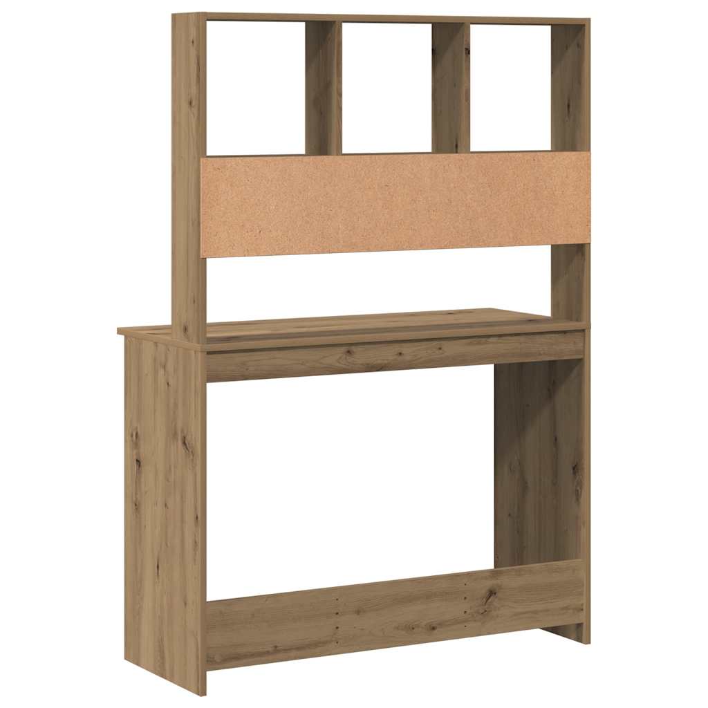 Birou cu rafturi stejar artizanal 102x45x148 cm, lemn prelucrat