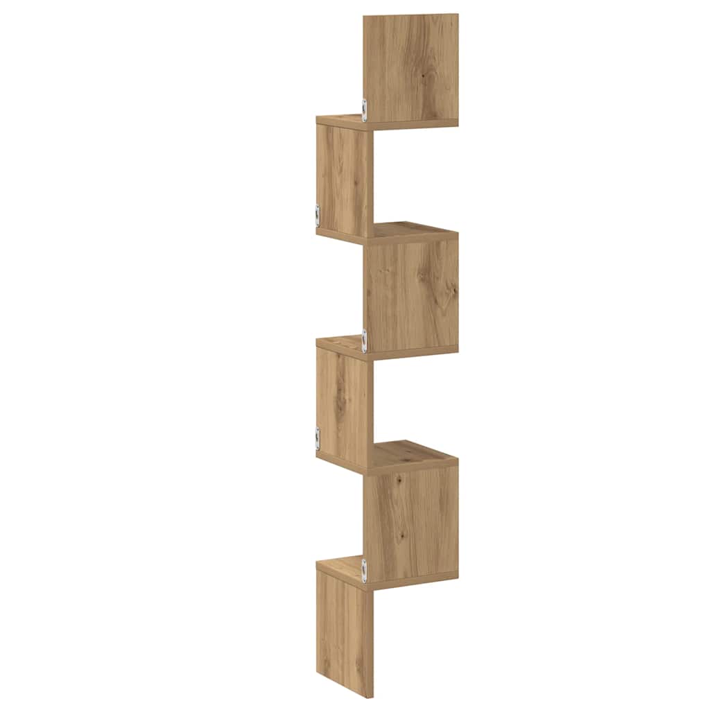 Raft perete colț stejar artizanal 20x20x127,5 cm lemn prelucrat