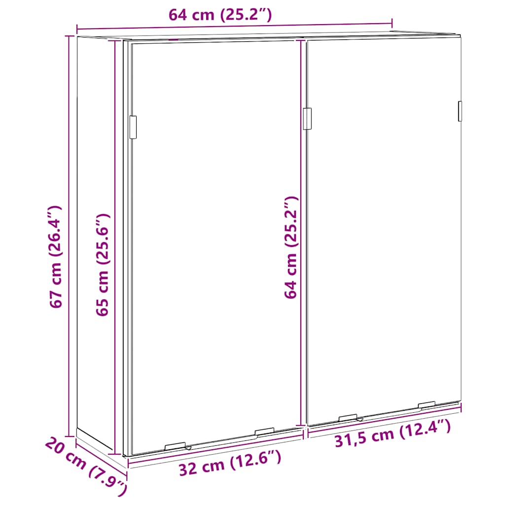 Dulap cu oglindă pentru baie Stejar artizanal Lemn prelucrat