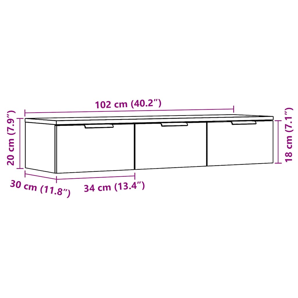 Dulap de perete, Lemn vechi, 102x30x20 cm, lemn prelucrat