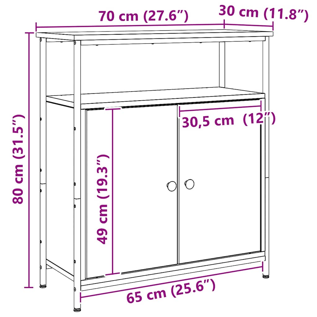 Servantă, stejar artizanal, 70x30x80 cm, lemn prelucrat