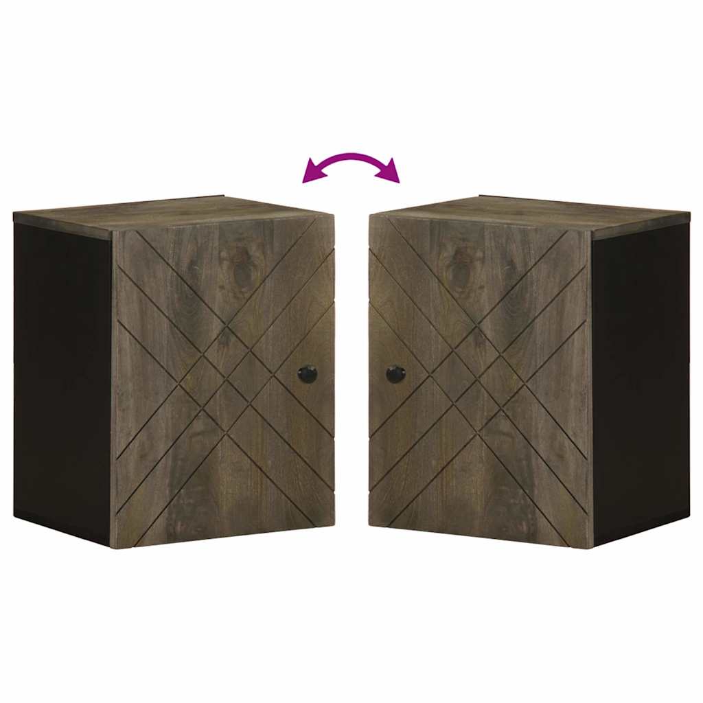 Dulap de baie montat pe perete negru lemn masiv de mango