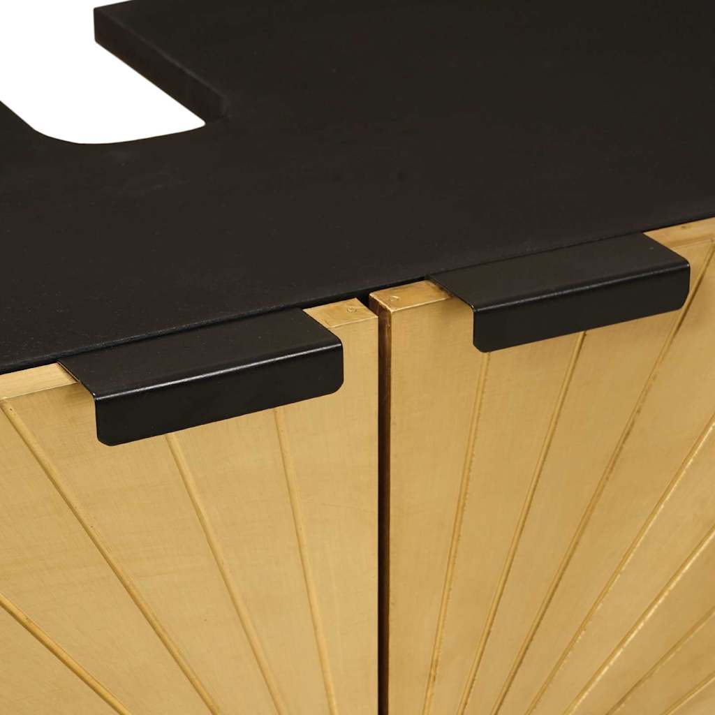 Dulap de chiuvetă cu raft cu ușă Negru și Aur 62 x 33 x 58 cm