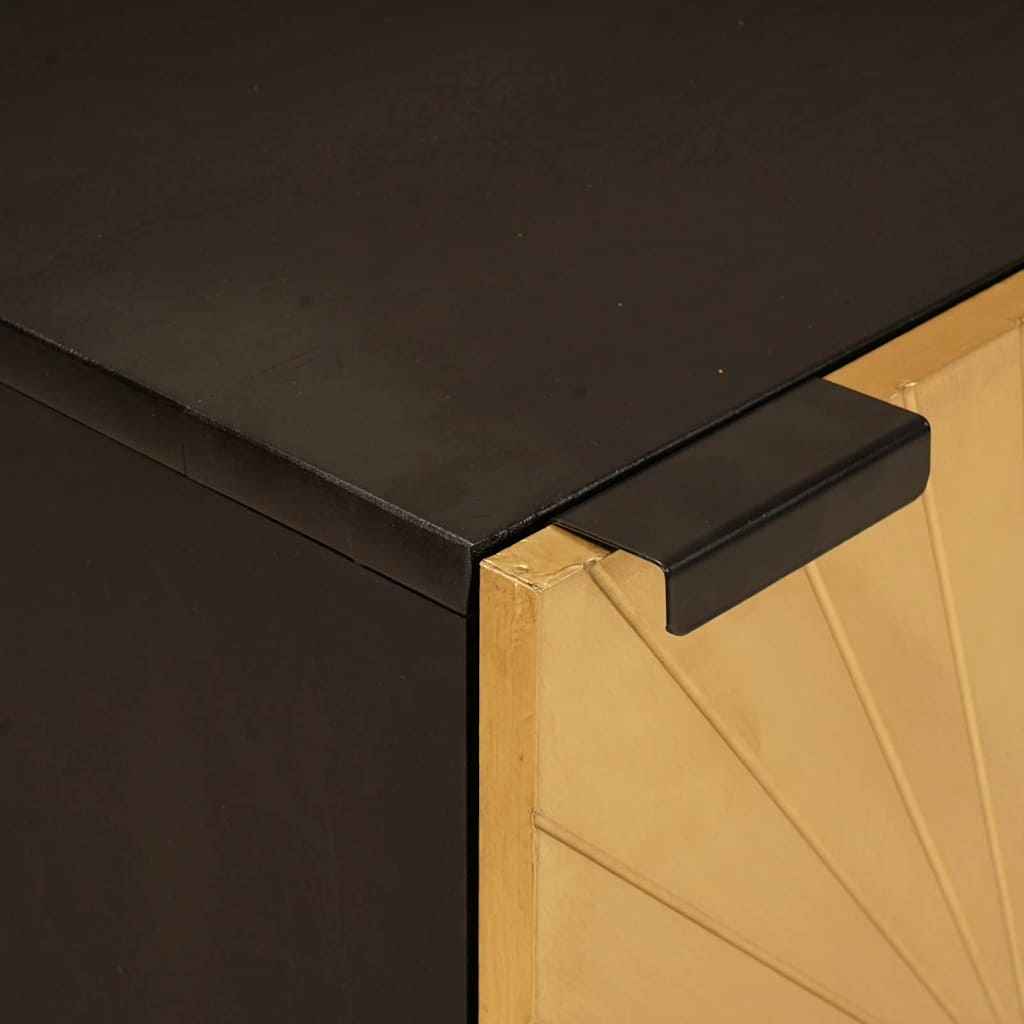 Dulap de Baie Negru și Aur 38 x 33 x 58 cm Lemn masiv de mango