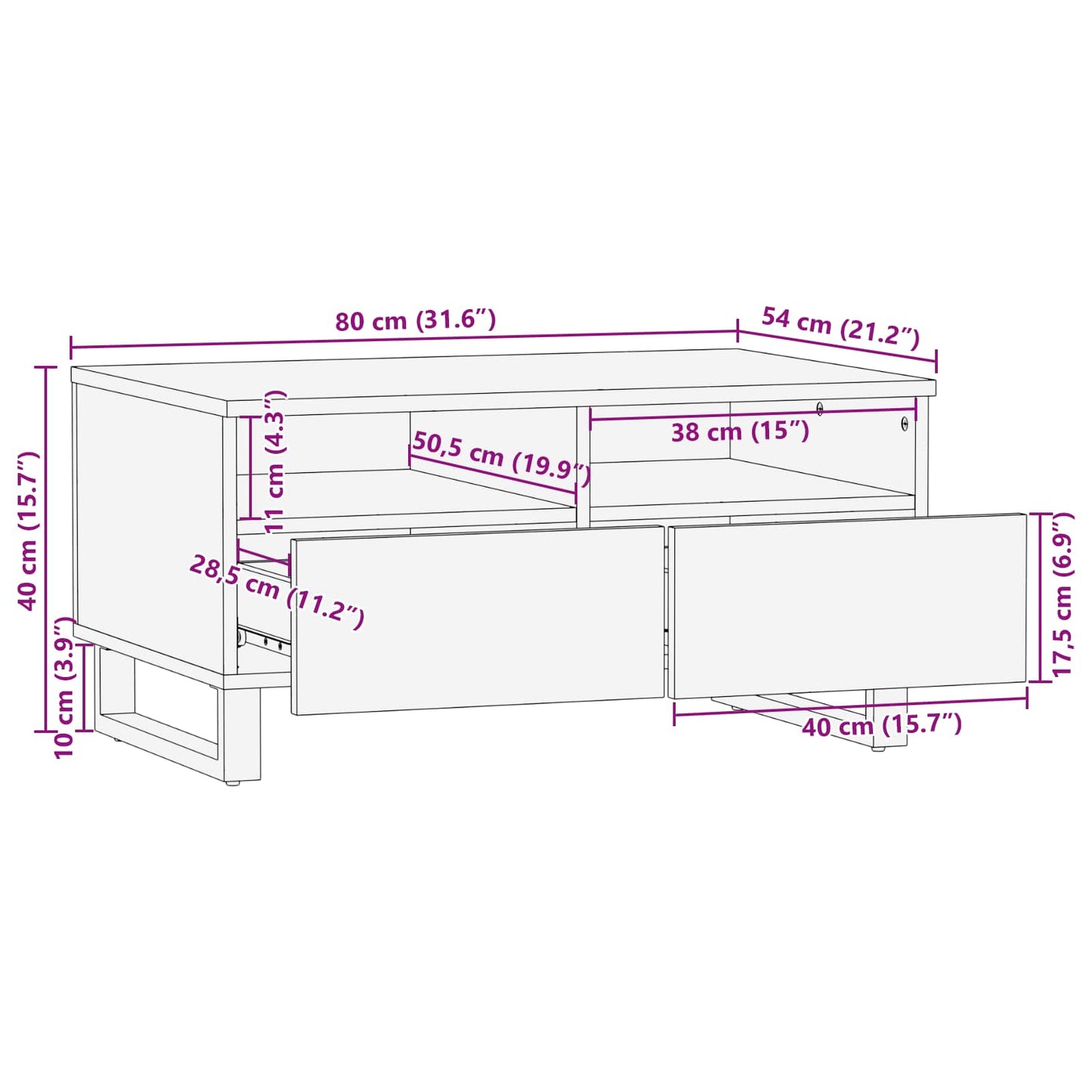 Masă de cafea Maro 89 x 59.5 x 17 cm Lemn de mango solid