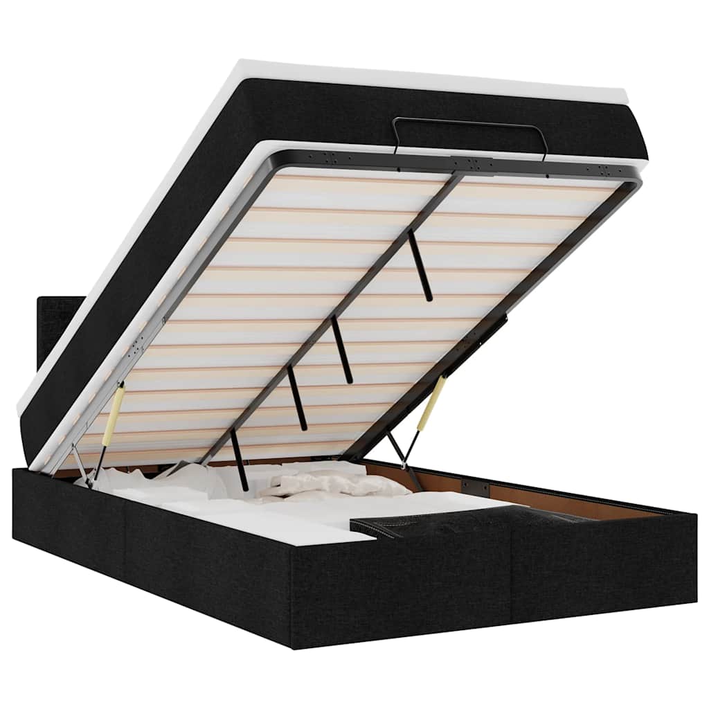 Pat otoman cu saltea negru 120x200 cm stofa