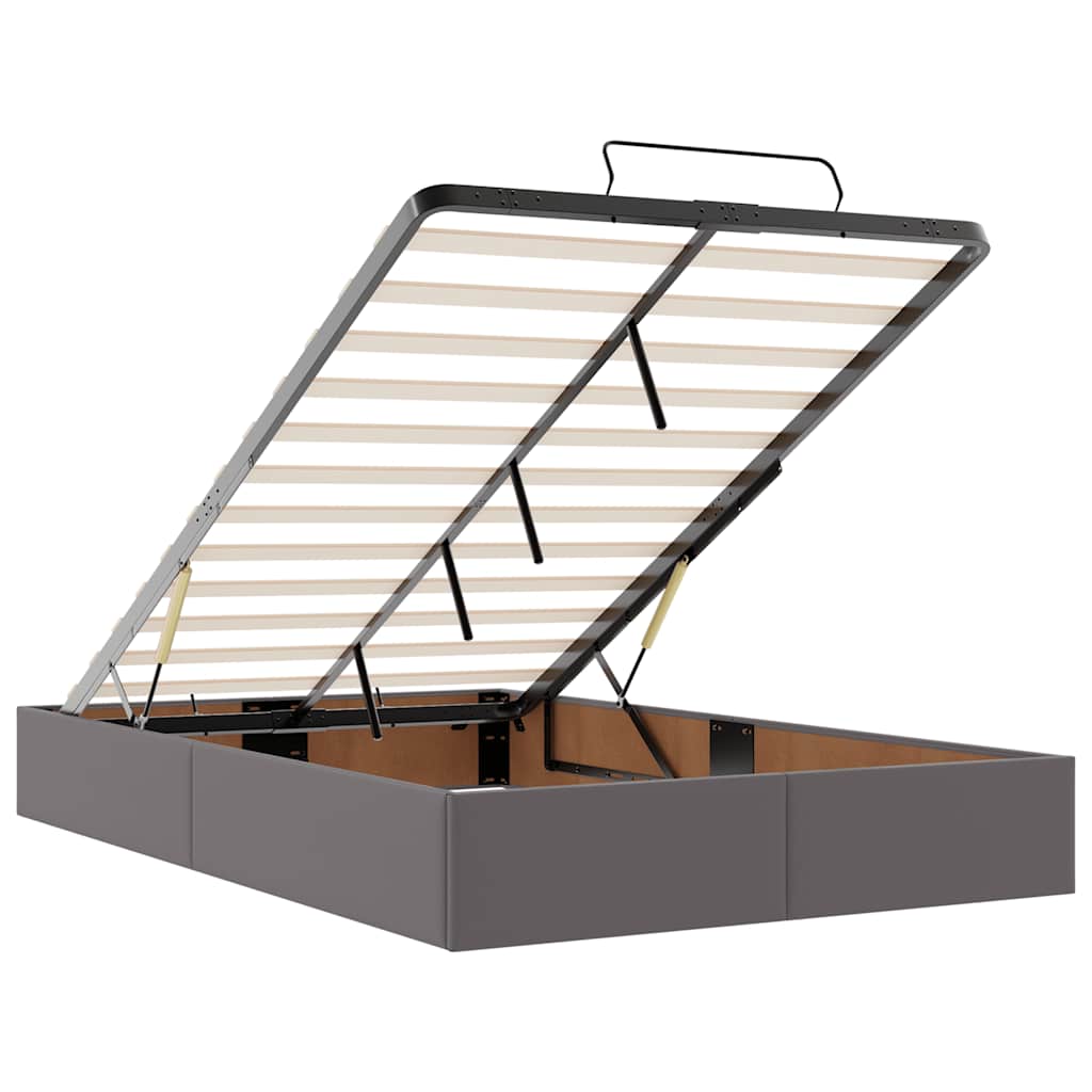 Cadru de pat otoman cu saltea gri 120x200cm piele artificială