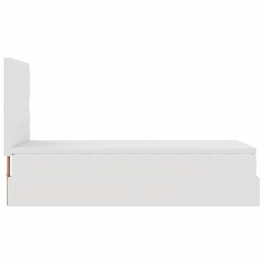 Pat otoman cu saltea, alb, 90x190cm, piele ecologică