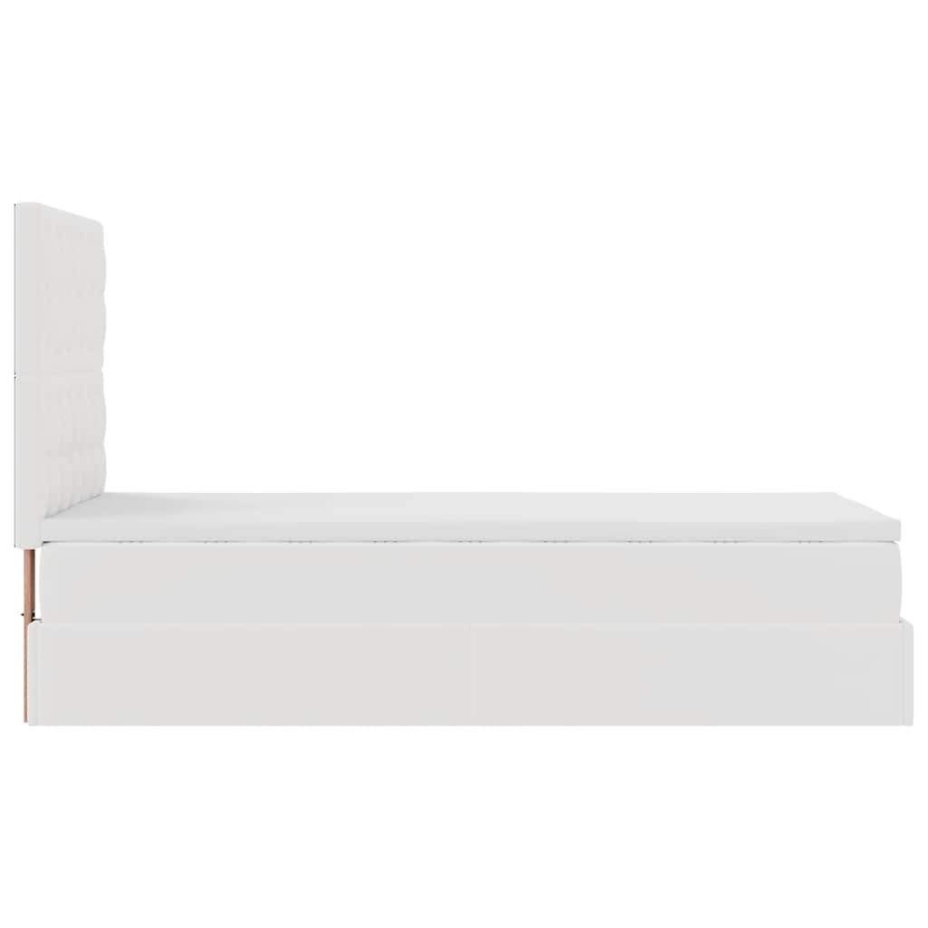 Pat otoman cu saltea, alb, 90x200cm, piele ecologică