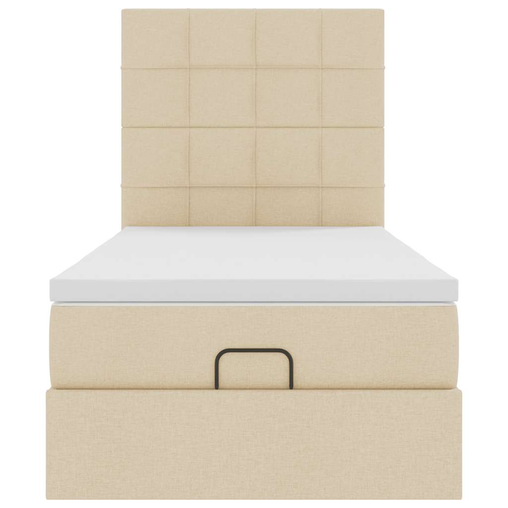 Pat otoman cu saltea crem 100x200 cm stofa