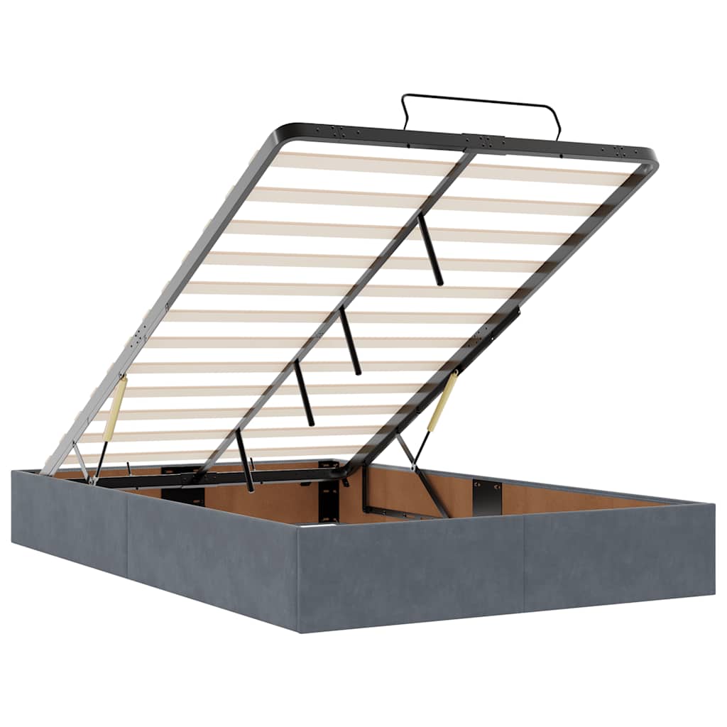 Cadru de pat otoman cu saltele Gri închis 120x190cm catifea