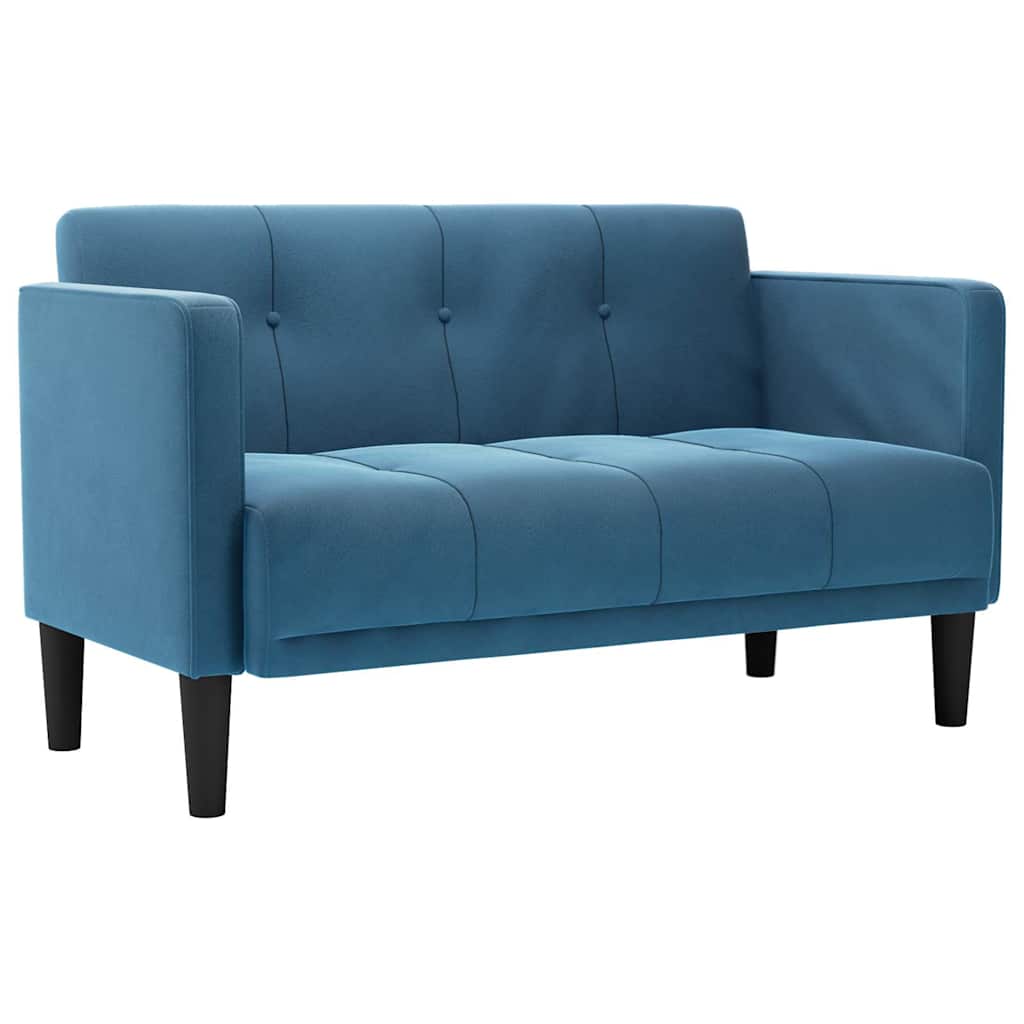 Canapea loveseat, albastru, 111 cm, catifea - Vendito
