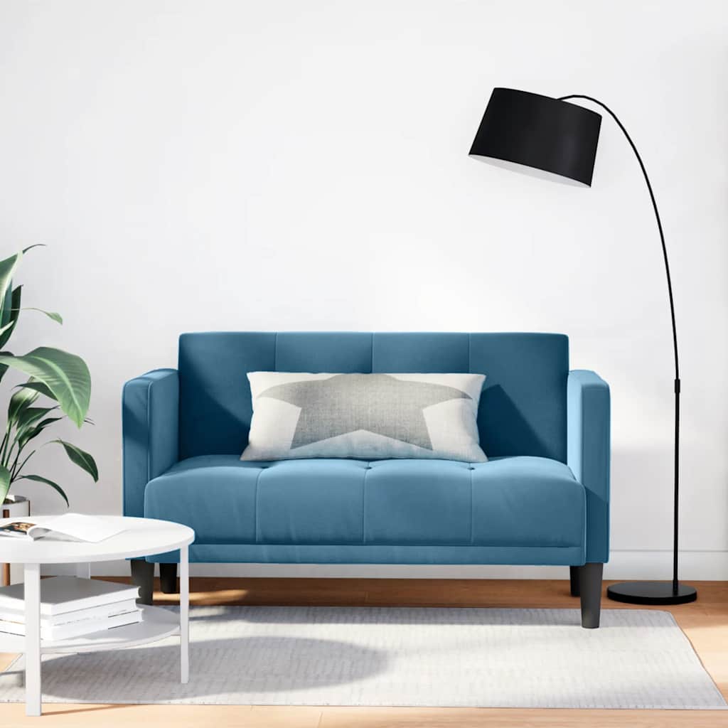 Canapea loveseat, albastru, 111 cm, catifea - Vendito