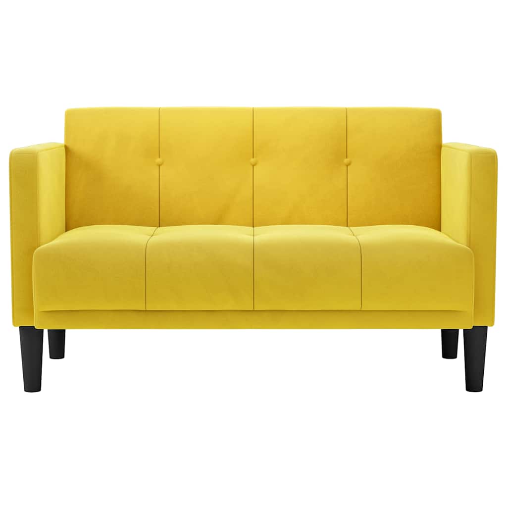 Canapea loveseat, galben, 111 cm, catifea - Vendito
