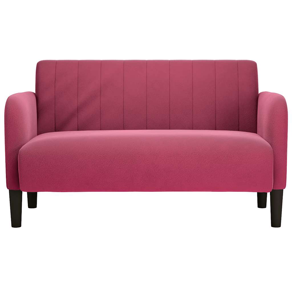 Canapea loveseat rosu vin 109 cm catifea - Vendito