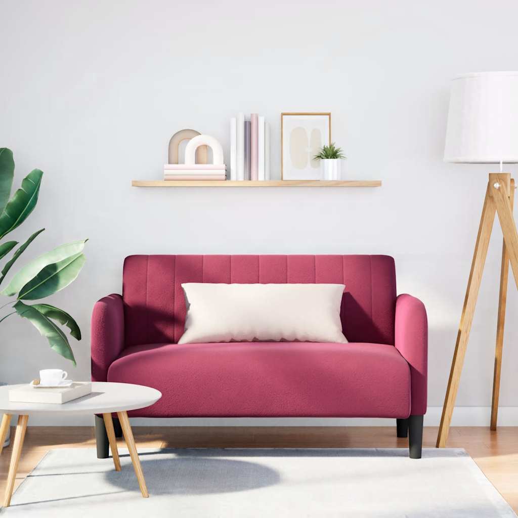 Canapea loveseat rosu vin 109 cm catifea - Vendito