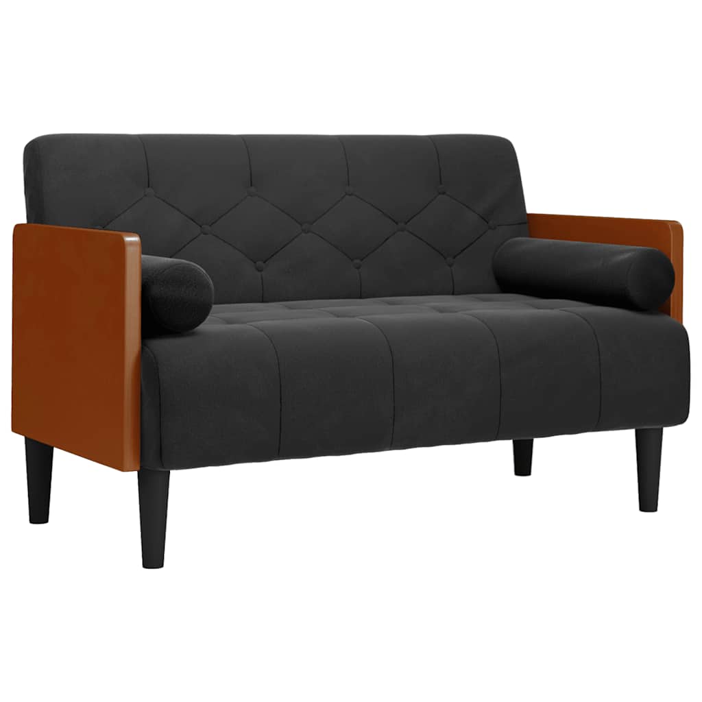 Canapea loveseat cu perne de suport negru 110 cm catifea