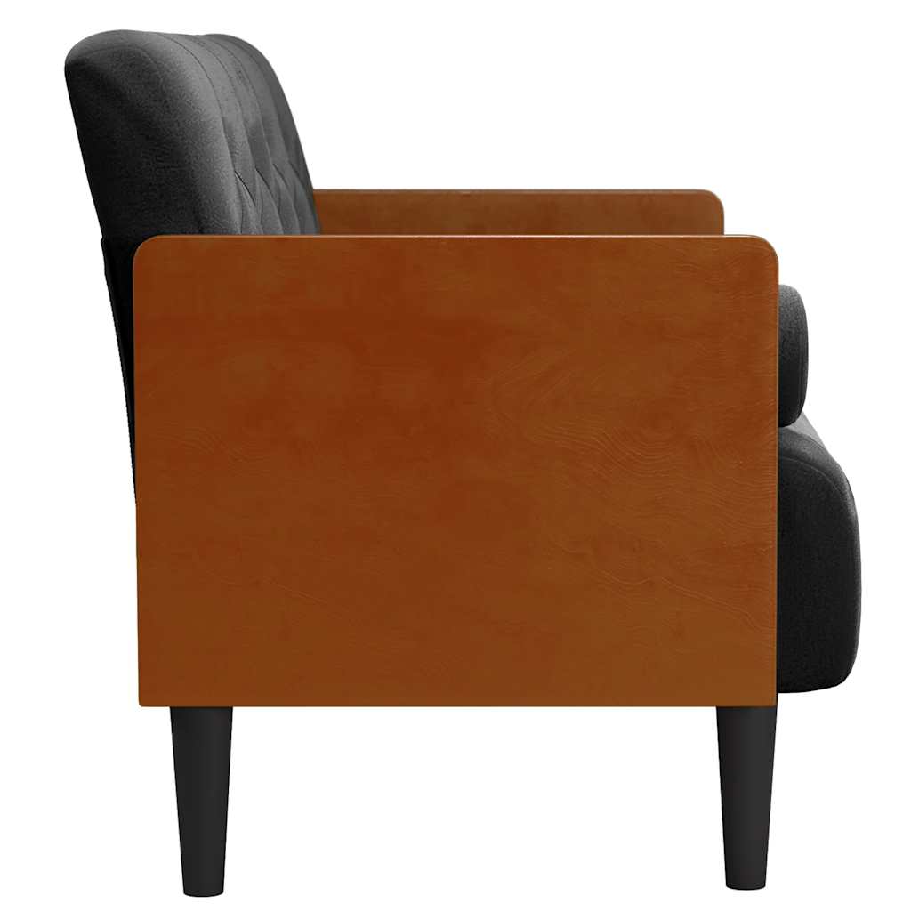 Canapea loveseat cu perne de suport negru 110 cm catifea