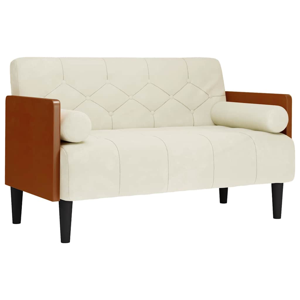Canapea loveseat cu perne de sustinere crem 110 cm catifea