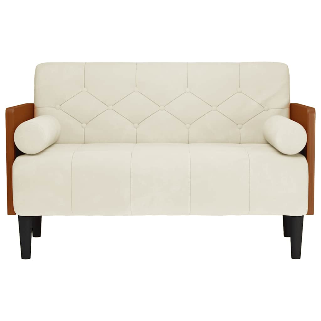 Canapea loveseat cu perne de sustinere crem 110 cm catifea