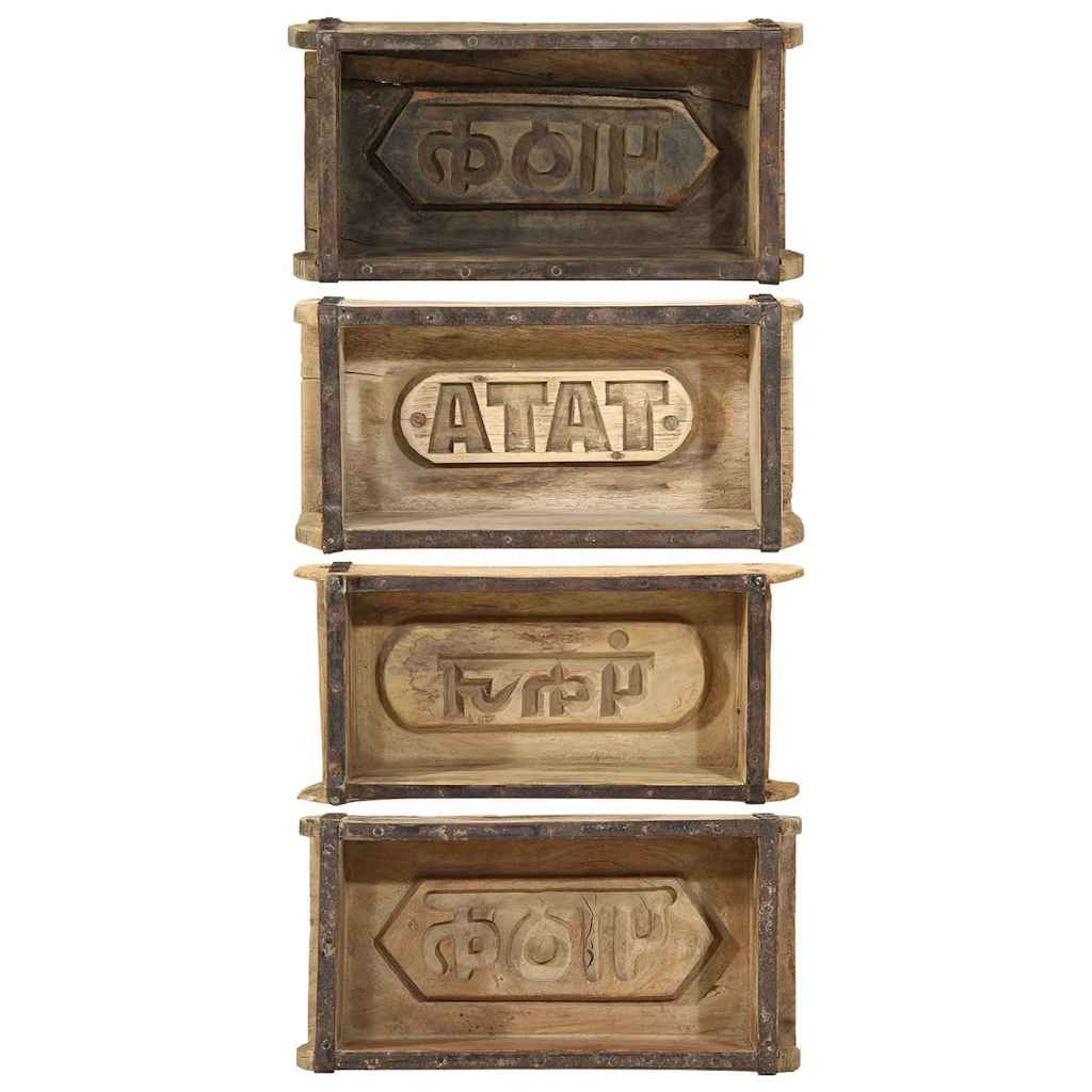 Tavă 4 pcs Maro 30 x 15 x 9 cm Lemn recuperat masiv