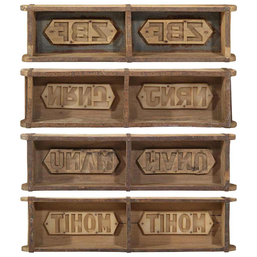 Tavă 4 pcs Maro 57 x 15 x 9 cm Lemn recuperat masiv