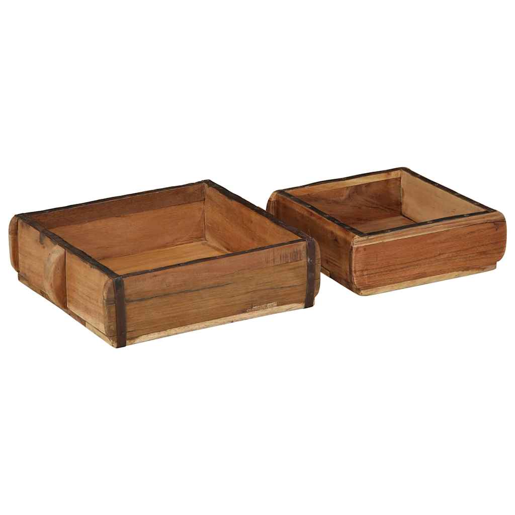 Tavă 2 pcs Maro 29 x 31 x 10 cm Lemn recuperat masiv