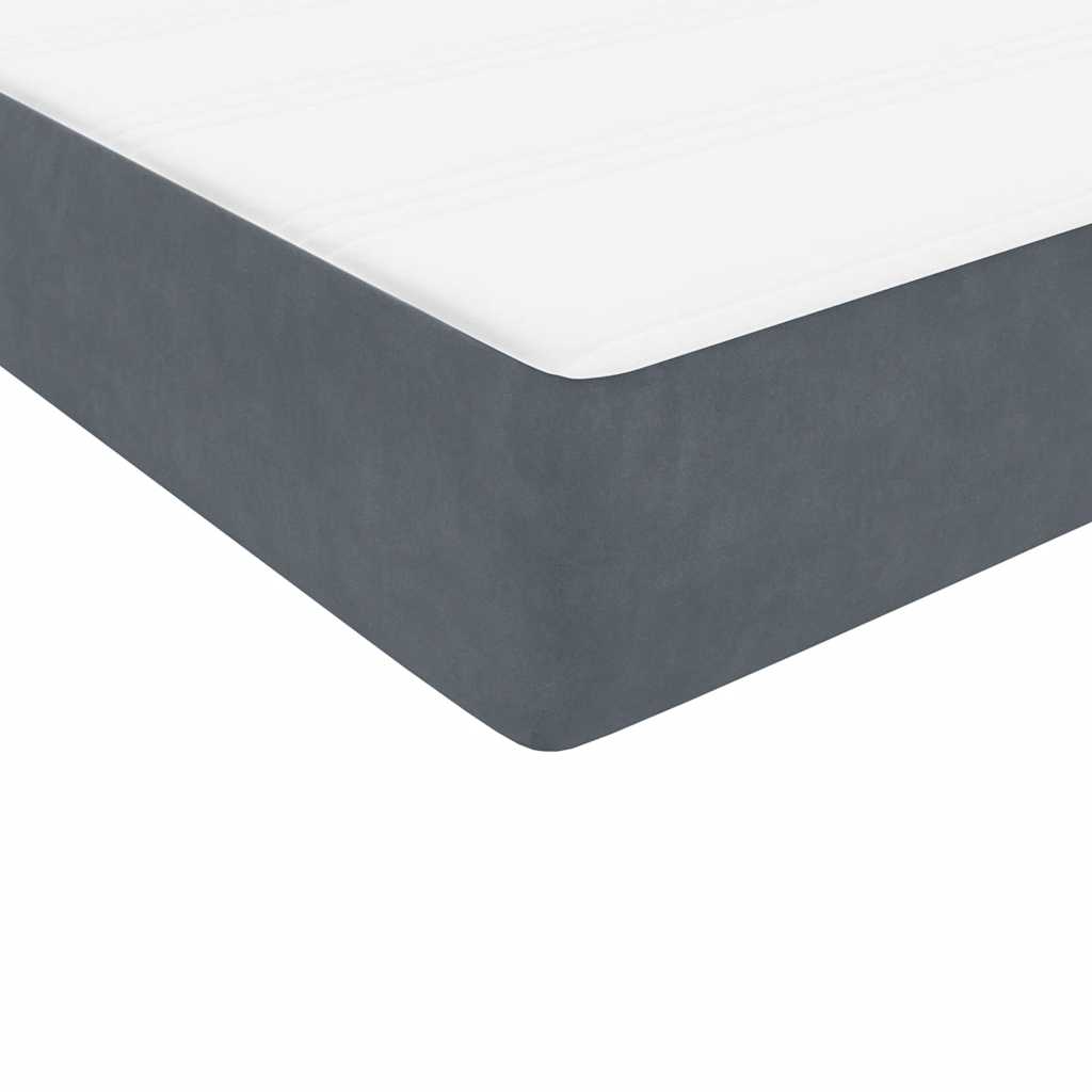 Pat box spring cu saltea, gri închis, 80x210 cm, catifea