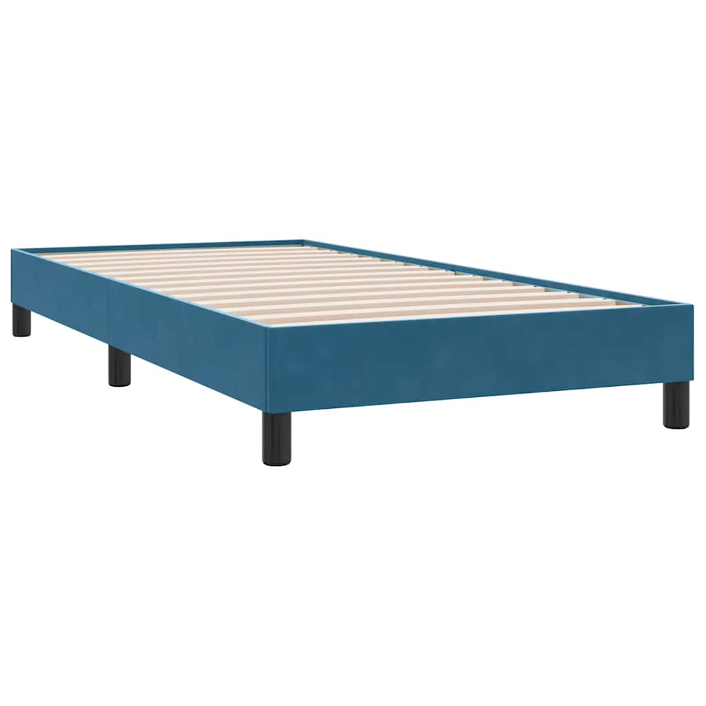 Pat box spring cu saltea, albastru închis, 80x210 cm, catifea