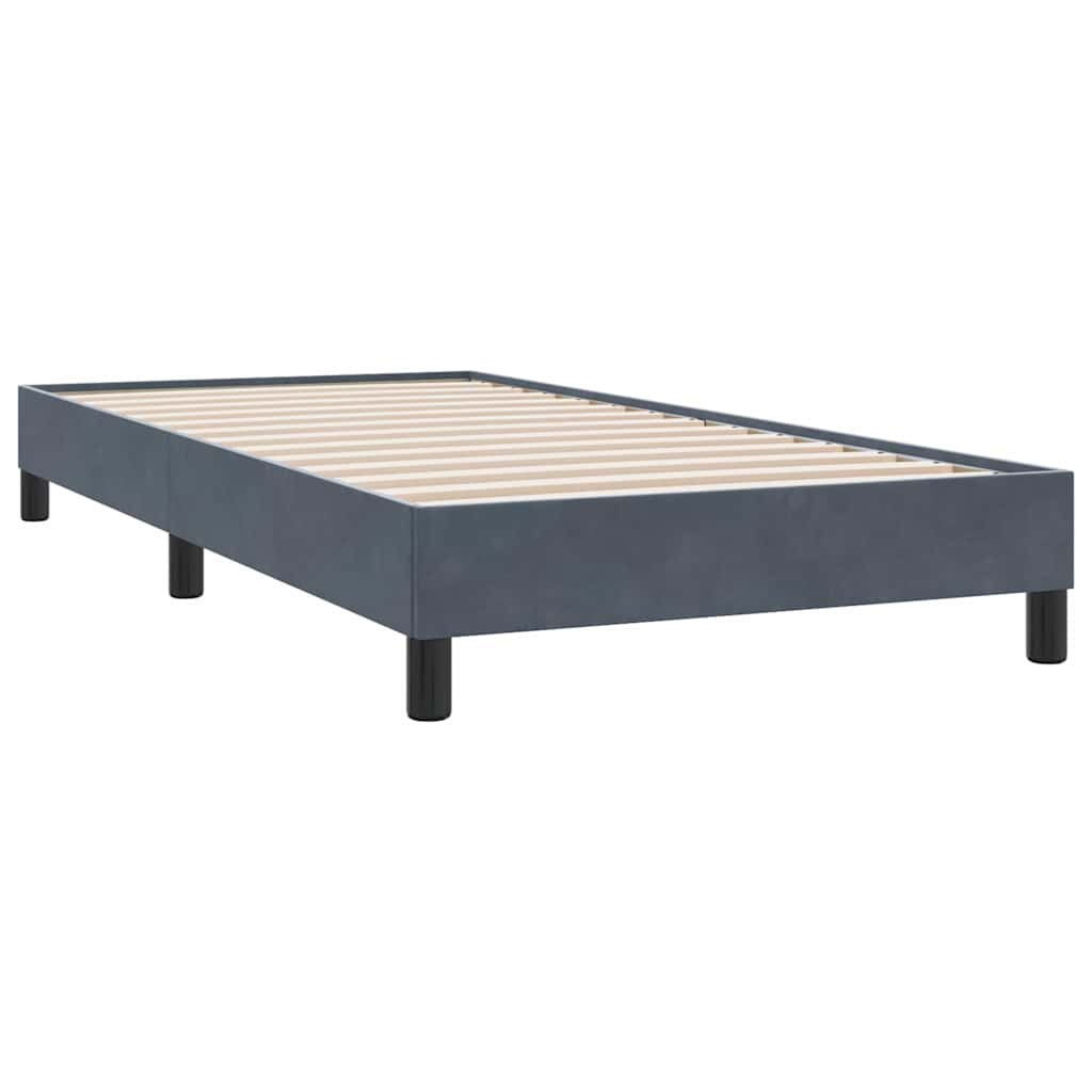 Pat box spring cu saltea, gri închis, 80x210 cm, catifea