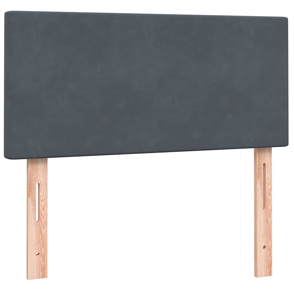 Pat box spring cu saltea, gri închis, 80x210 cm, catifea