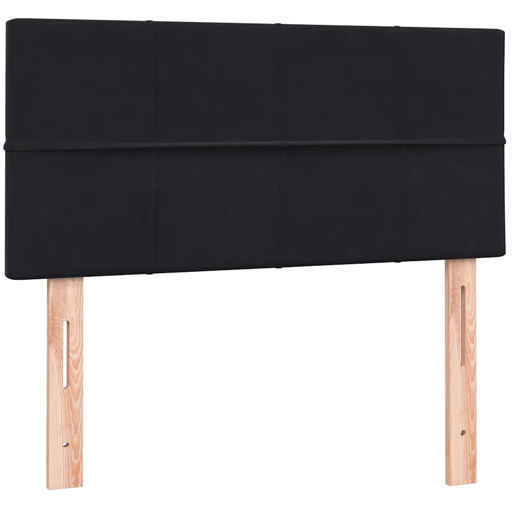 Pat box spring cu saltea, negru, 90x210 cm, catifea
