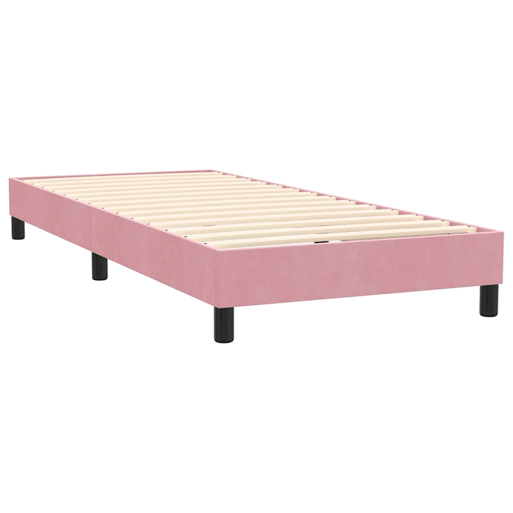 Pat box spring cu saltea, roz, 80x220 cm, catifea