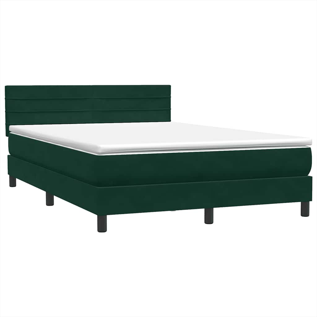Pat box spring cu saltea, verde închis, 160x220 cm, catifea