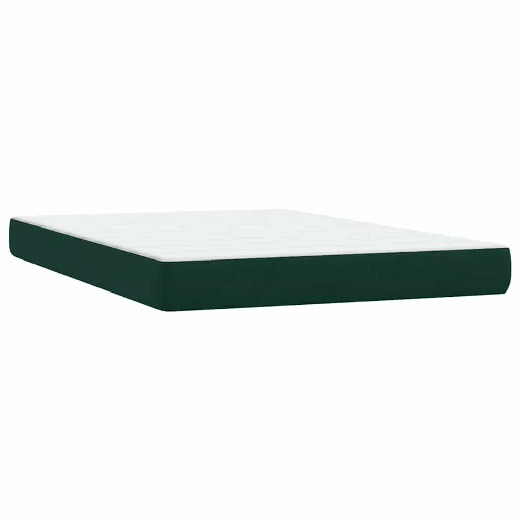 Pat box spring cu saltea, verde închis, 160x220 cm, catifea