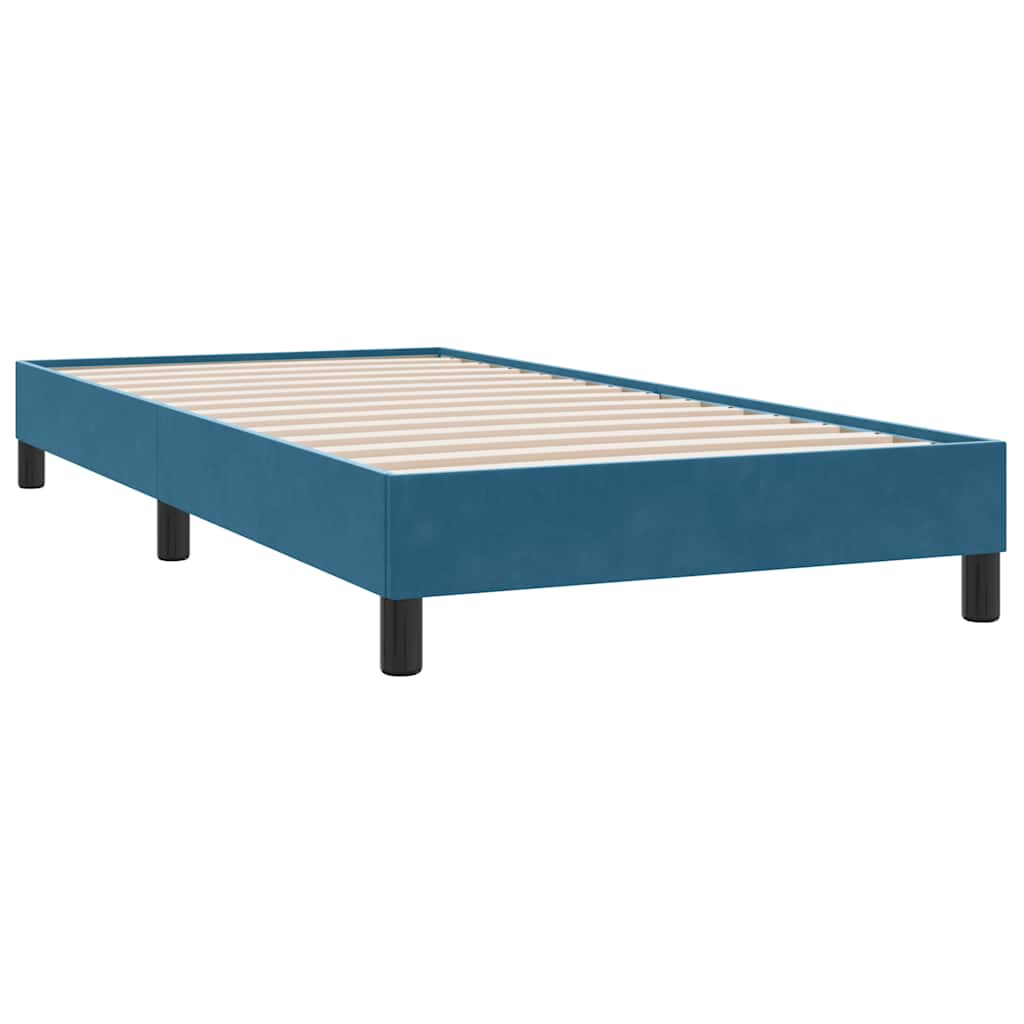 Pat box spring cu saltea, albastru închis, 80x210 cm, catifea