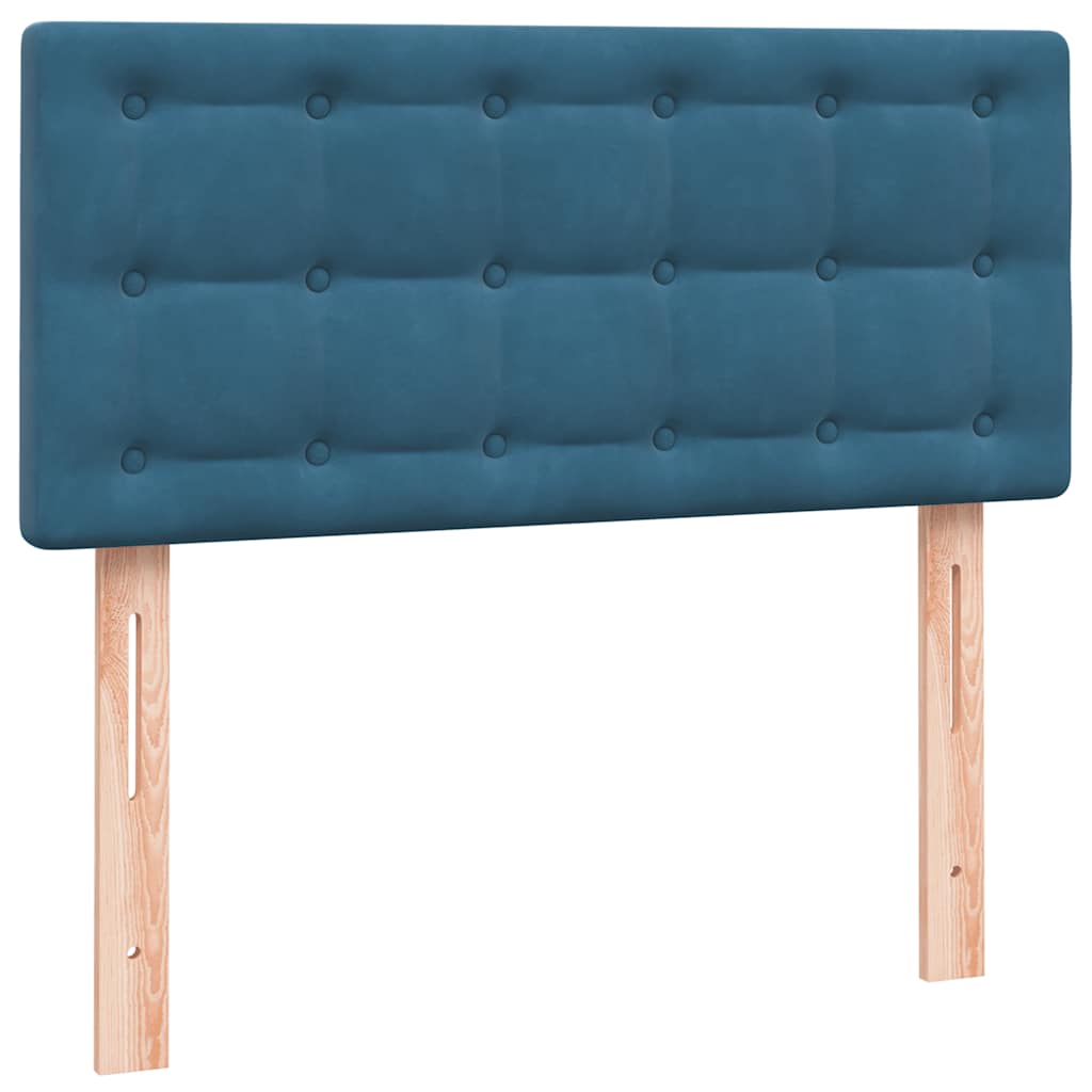 Pat box spring cu saltea, albastru închis, 80x210 cm, catifea