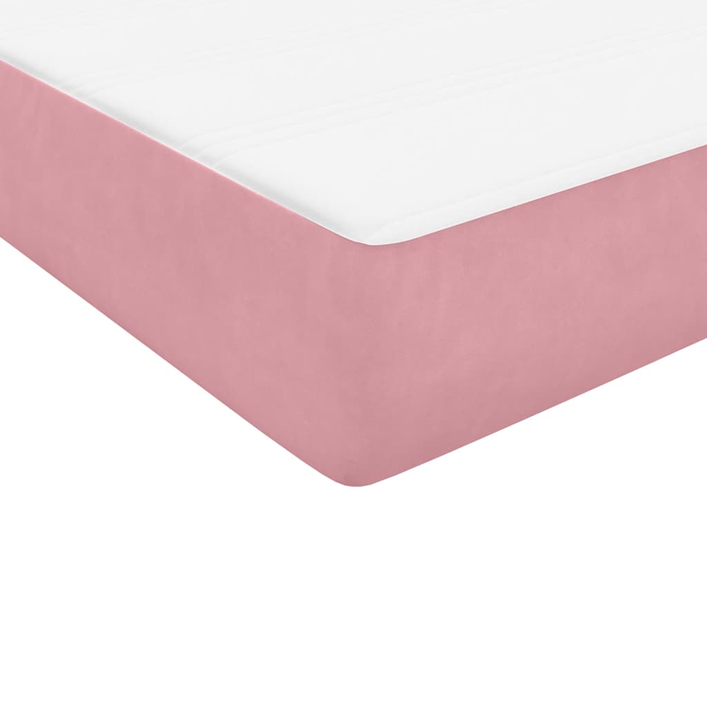 Pat box spring cu saltea, roz, 160x210 cm, catifea