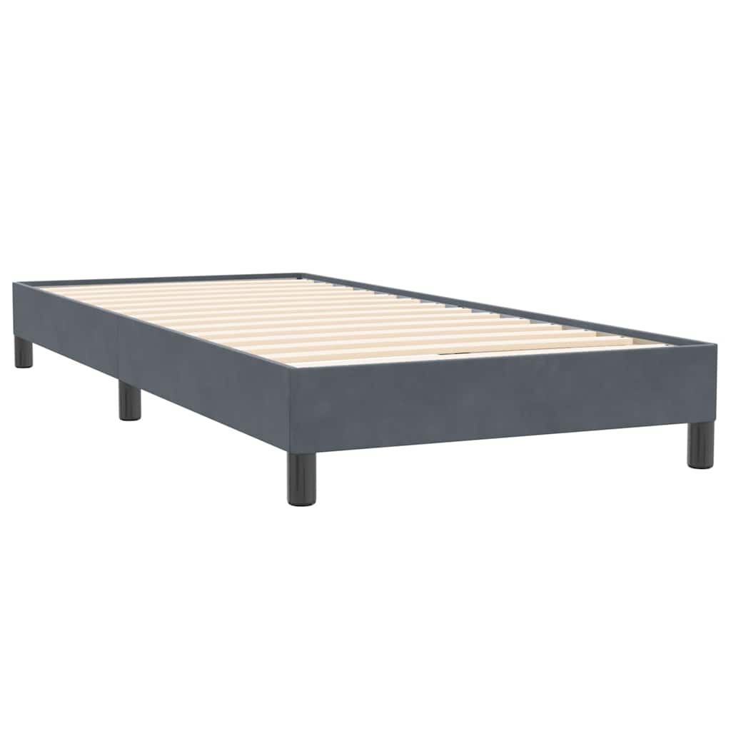 Pat box spring cu saltea, gri închis, 80x220 cm, catifea