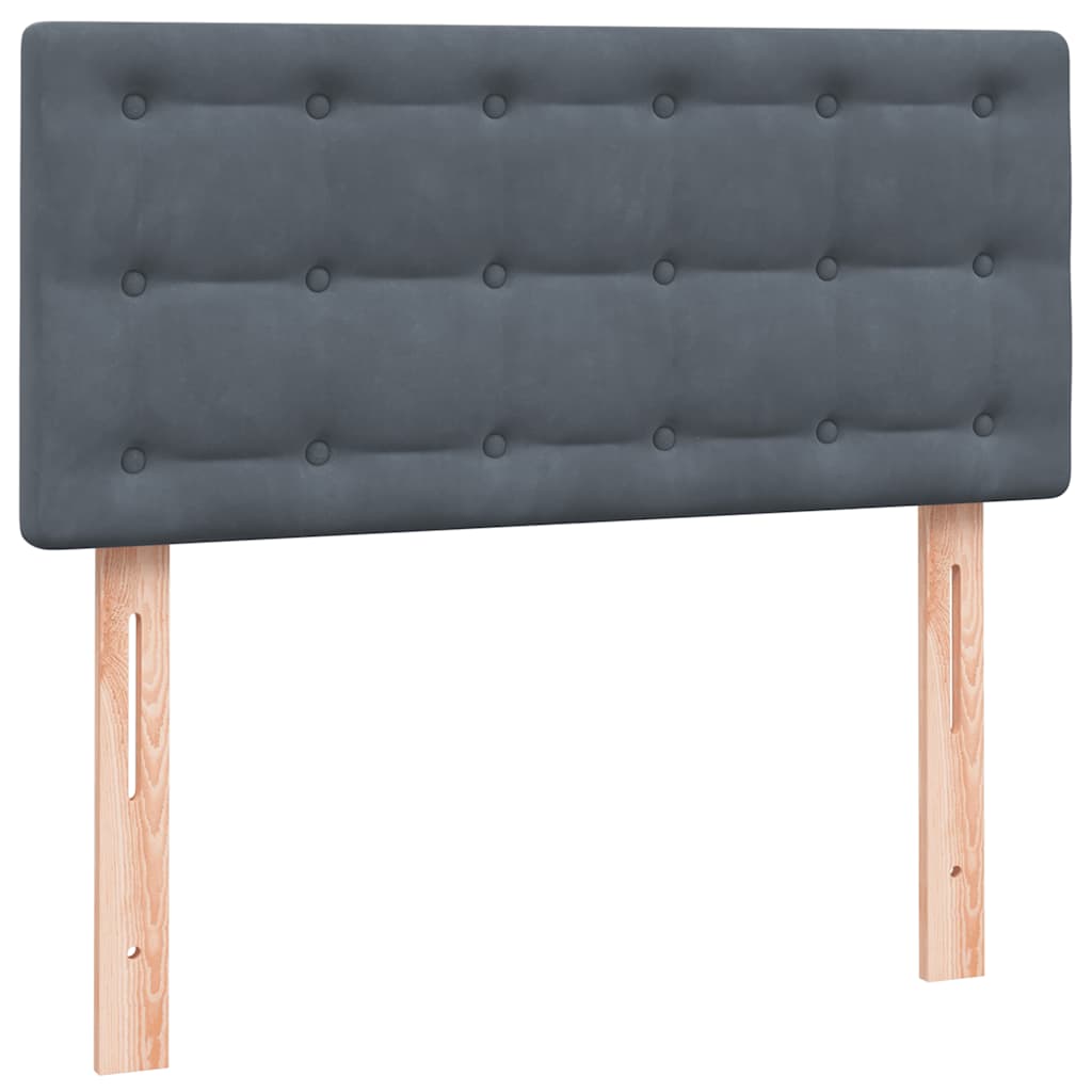Pat box spring cu saltea, gri închis, 80x220 cm, catifea