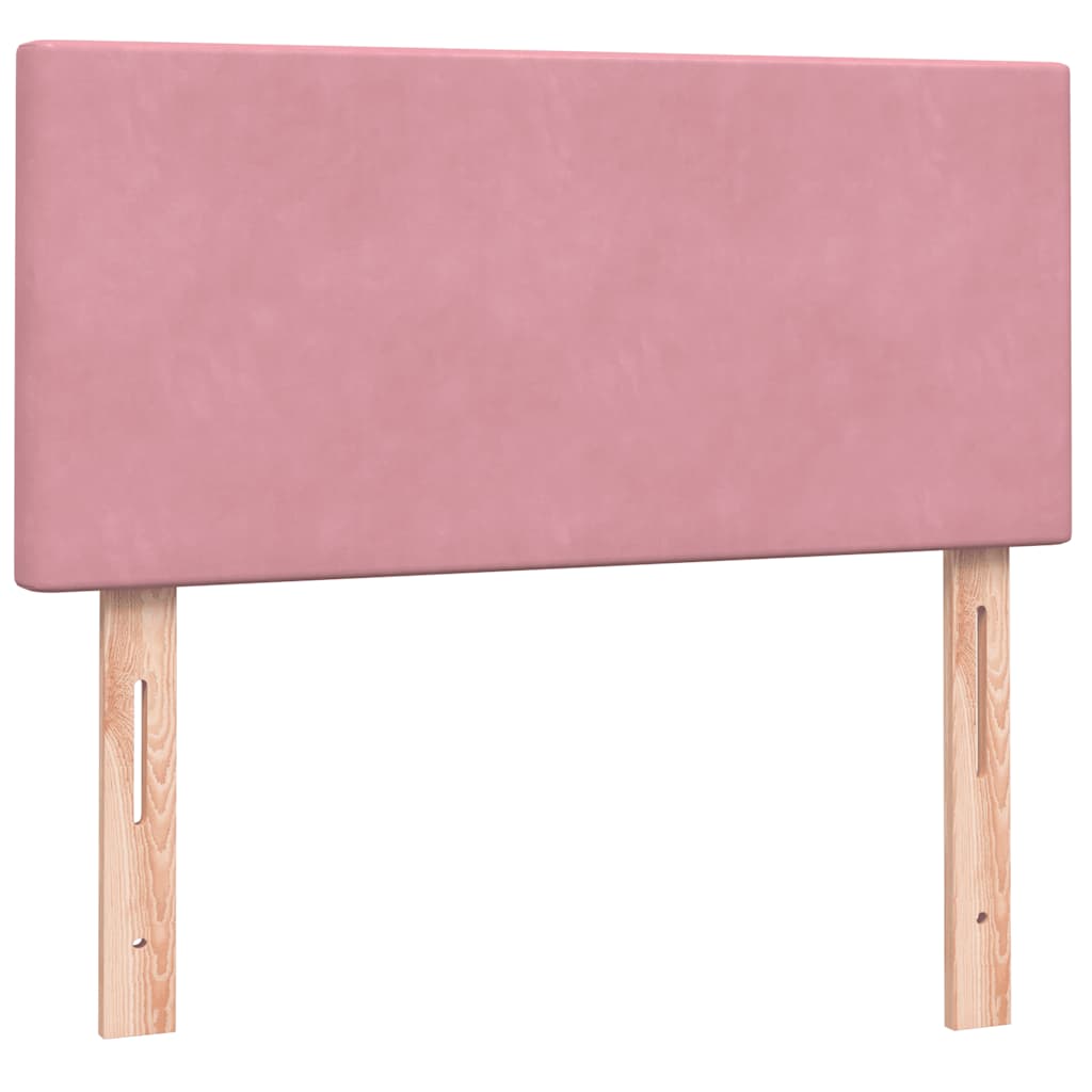 Pat box spring cu saltea, roz, 80x220 cm, catifea