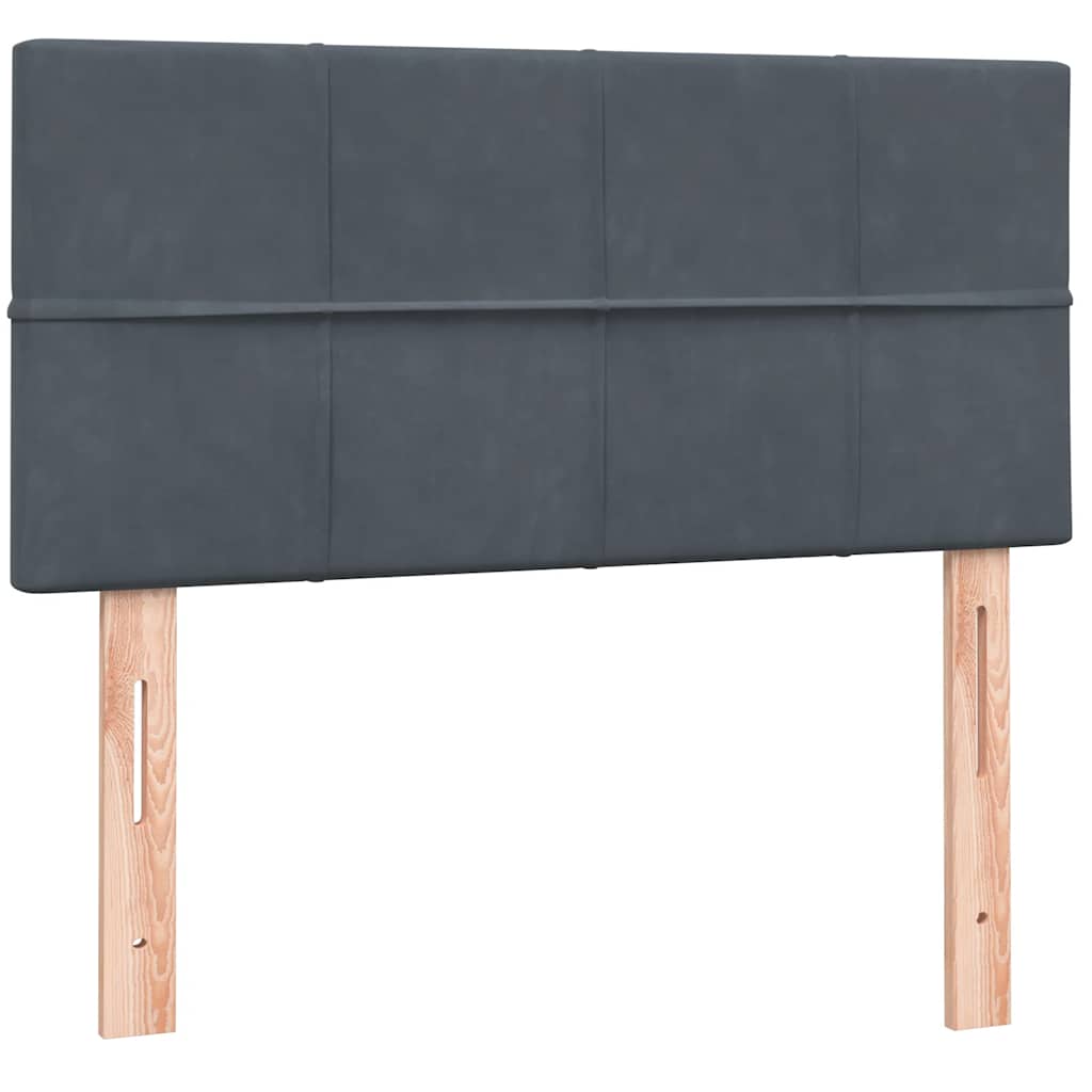Pat box spring cu saltea, gri închis, 80x210 cm, catifea