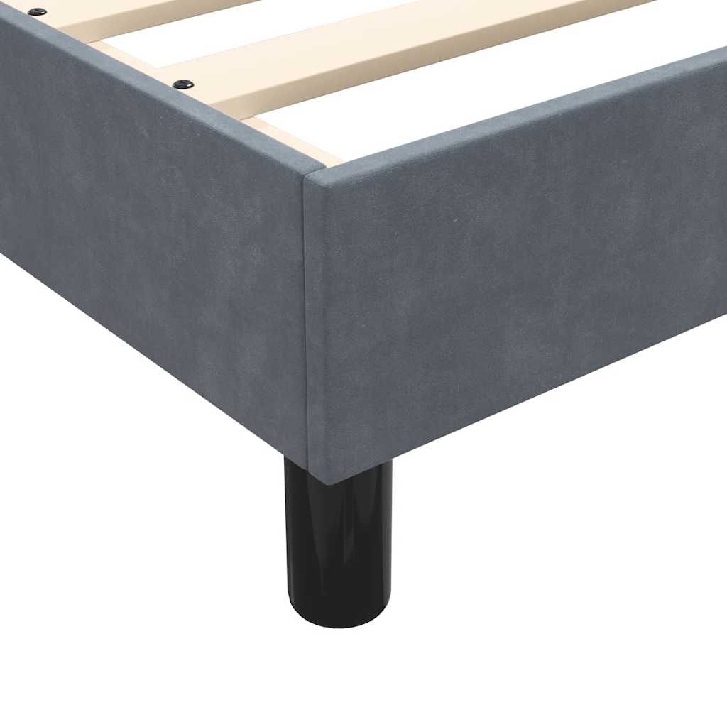 Pat box spring cu saltea, gri închis, 80x210 cm, catifea