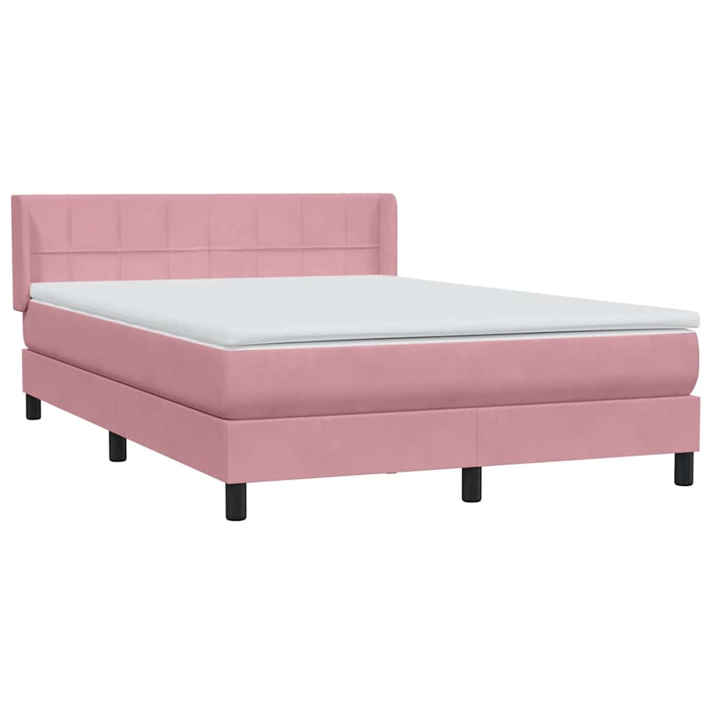 Pat box spring cu saltea, roz, 160x210 cm, catifea
