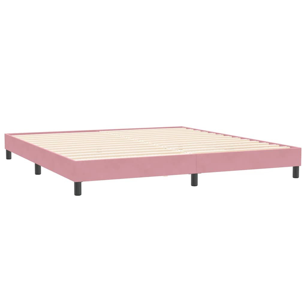 Pat box spring cu saltea, roz, 180x210 cm, catifea