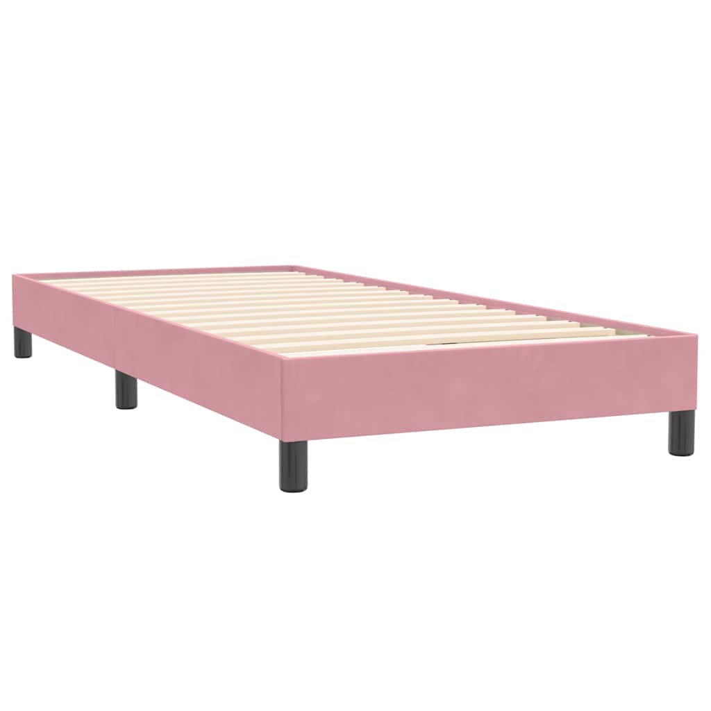 Pat box spring cu saltea, roz, 80x220 cm, catifea